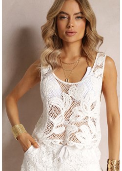 Biały Ażurowy Top Nazla ze sklepu Renee odzież w kategorii Bluzki damskie - zdjęcie 161471304