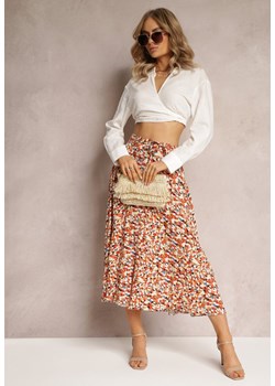 Bordowa Spódnica z Wiązaniem w Pasie Midi z Wiskozy Kanza ze sklepu Renee odzież w kategorii Spódnice - zdjęcie 161471364