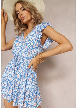 Niebieski Krótki Kombinezon z Gumką w Pasie Brofana ze sklepu Renee odzież w kategorii Kombinezony damskie - zdjęcie 161471384