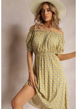 Żółta Sukienka Hiszpanka z Gumką w Talii z Wiskozy Alines ze sklepu Renee odzież w kategorii Sukienki - zdjęcie 161471394