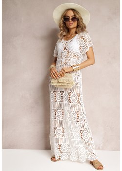 Biała Ażurowa Sukienka Plażowa z Bawełny Taymbeth ze sklepu Renee odzież w kategorii Odzież plażowa - zdjęcie 161471474