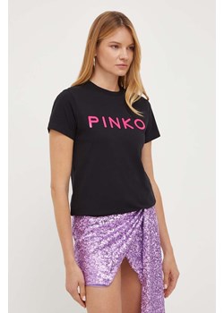 Pinko t-shirt bawełniany kolor czarny 101752.A150 ze sklepu ANSWEAR.com w kategorii Bluzki damskie - zdjęcie 161474511