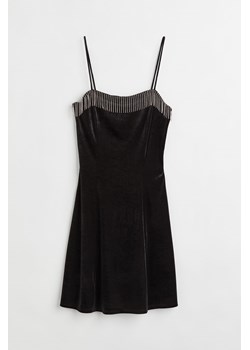 H & M - Aksamitna sukienka zdobiona strassem - Czarny ze sklepu H&M w kategorii Sukienki - zdjęcie 161503130