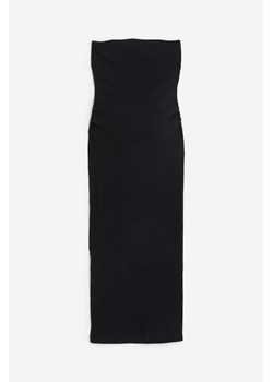 H & M - MAMA Kopertowa sukienka bandeau w prążki - Czarny ze sklepu H&M w kategorii Sukienki ciążowe - zdjęcie 161514651