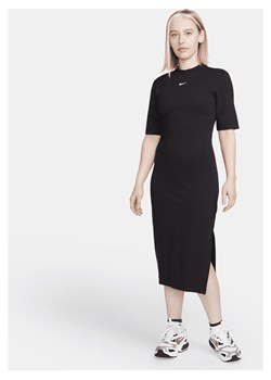 Damska przylegająca sukienka midi Nike Sportswear Essential - Czerń ze sklepu Nike poland w kategorii Sukienki - zdjęcie 161521802