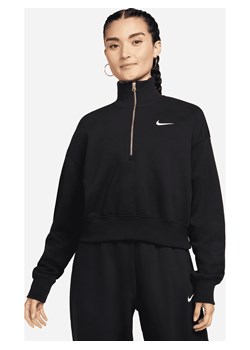 Damska bluza dresowa o skróconym kroju z zamkiem 1/2 Nike Sportswear Phoenix Fleece - Czerń ze sklepu Nike poland w kategorii Bluzy damskie - zdjęcie 161522841