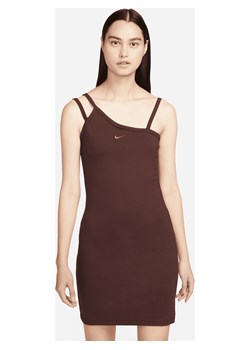 Damska asymetryczna sukienka bez rękawów Nike Sportswear Everyday Modern - Brązowy ze sklepu Nike poland w kategorii Sukienki - zdjęcie 161524174