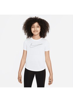 Koszulka treningowa z krótkim rękawem dla dużych dzieci (dziewcząt) Dri-FIT Nike One - Biel ze sklepu Nike poland w kategorii Bluzki dziewczęce - zdjęcie 161524200