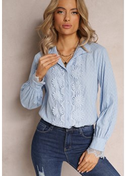 Niebieska Koszula z Koronką i Kołnierzem Ranamas ze sklepu Renee odzież w kategorii Koszule damskie - zdjęcie 161561591