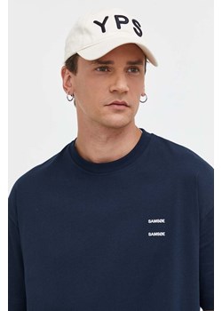 Samsoe Samsoe t-shirt bawełniany JOEL kolor granatowy gładki M22300126 ze sklepu ANSWEAR.com w kategorii T-shirty męskie - zdjęcie 161565304