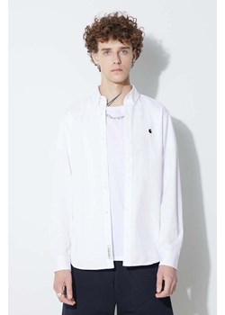 Carhartt WIP koszula bawełniana Madison Shirt męska kolor biały regular z kołnierzykiem button-down I023339-BUFFALO/WH ze sklepu PRM w kategorii Koszule męskie - zdjęcie 161566492