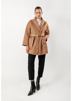 Krótki beżowy płaszcz double face 100% wełna ze sklepu Molton w kategorii Płaszcze damskie - zdjęcie 161574650