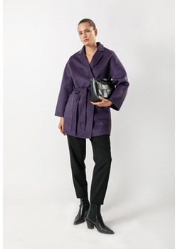Krótki wełniany płaszcz w kolorze fioletowym ze sklepu Molton w kategorii Płaszcze damskie - zdjęcie 161574871
