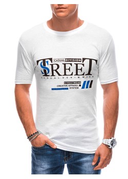 T-shirt męski z nadrukiem 1894S - biały ze sklepu Edoti w kategorii T-shirty męskie - zdjęcie 161578690
