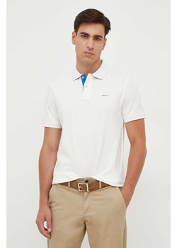 Gant polo męski kolor beżowy gładki ze sklepu ANSWEAR.com w kategorii T-shirty męskie - zdjęcie 161583751