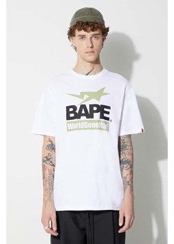 A Bathing Ape t-shirt bawełniany kolor biały z nadrukiem ze sklepu PRM w kategorii T-shirty męskie - zdjęcie 161585403