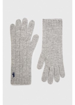 Polo Ralph Lauren rękawiczki wełniane kolor szary ze sklepu ANSWEAR.com w kategorii Rękawiczki damskie - zdjęcie 161607762