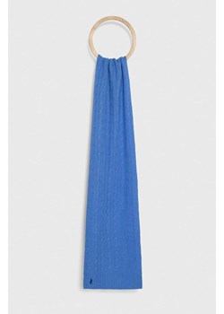 Polo Ralph Lauren szalik wełniany kolor niebieski gładki ze sklepu ANSWEAR.com w kategorii Szaliki i chusty damskie - zdjęcie 161607770