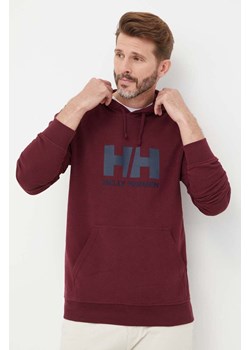 Helly Hansen bluza bawełniana HH LOGO HOODIE męska kolor bordowy z kapturem z aplikacją 33977 ze sklepu ANSWEAR.com w kategorii Bluzy męskie - zdjęcie 161608112