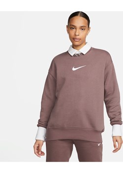Damska bluza dresowa z półokrągłym dekoltem o kroju oversize Nike Sportswear Phoenix Fleece - Brązowy ze sklepu Nike poland w kategorii Bluzy damskie - zdjęcie 161609831