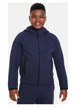 Bluza z kapturem i zamkiem na całej długości dla dużych dzieci (chłopców) Nike Sportswear Tech Fleece (szersze rozmiary) - Niebieski ze sklepu Nike poland w kategorii Bluzy chłopięce - zdjęcie 161610310