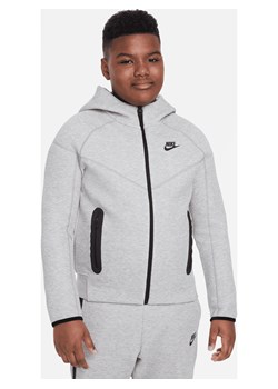 Bluza z kapturem i zamkiem na całej długości dla dużych dzieci (chłopców) Nike Sportswear Tech Fleece (szersze rozmiary) - Szary ze sklepu Nike poland w kategorii Bluzy chłopięce - zdjęcie 161610334