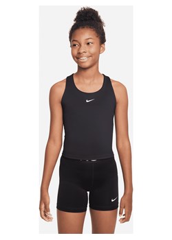 Koszulka bez rękawów ze stanikiem sportowym dla dużych dzieci (dziewcząt) Nike Swoosh - Czerń ze sklepu Nike poland w kategorii Bluzki dziewczęce - zdjęcie 161610590