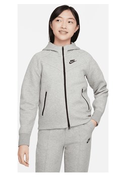 Rozpinana bluza z kapturem dla dużych dzieci (dziewcząt) Nike Sportswear Tech Fleece - Szary ze sklepu Nike poland w kategorii Bluzy dziewczęce - zdjęcie 161610682