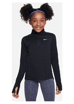 Koszulka do golfa z długim rękawem i zamkiem 1/2 dla dużych dzieci (dziewcząt) Nike Dri-FIT - Czerń ze sklepu Nike poland w kategorii Bluzki dziewczęce - zdjęcie 161610950