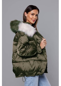 Krótka kurtka oversize khaki (H-1109-13) ze sklepu goodlookin.pl w kategorii Kurtki damskie - zdjęcie 161638014