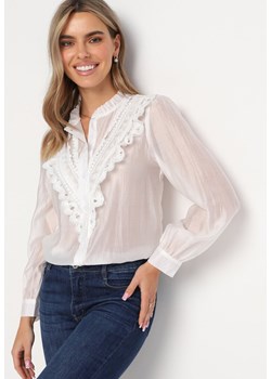 Biała Koszula z Koronką Walaa ze sklepu Born2be Odzież w kategorii Koszule damskie - zdjęcie 161638901