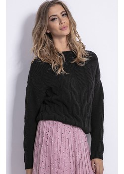 Casualowy sweter z szerszym dekoltem w kolorze czarnym F838, Kolor czarny, Rozmiar S/M, Fobya ze sklepu Primodo w kategorii Swetry damskie - zdjęcie 161650683