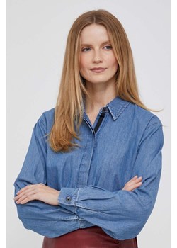 Dkny bluzka jeansowa damska kolor niebieski gładka ze sklepu ANSWEAR.com w kategorii Koszule damskie - zdjęcie 161654823