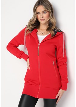 Czerwona Bluza z Polarem i Kapturem Laissete ze sklepu Born2be Odzież w kategorii Bluzy damskie - zdjęcie 161655300