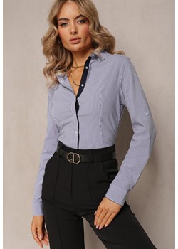 Granatowa Koszula w Paski z Guzikami Ferenda ze sklepu Renee odzież w kategorii Koszule damskie - zdjęcie 161655732