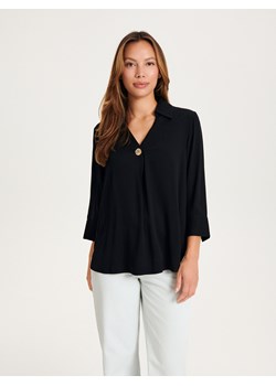 Reserved - Bluzka z ozdobnym guzikiem - czarny ze sklepu Reserved w kategorii Koszule damskie - zdjęcie 161659021