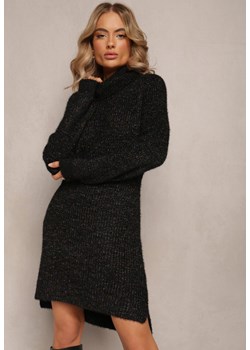 Czarna Dzianinowa Sweterkowa Sukienka Mini z Golfem i Długim Rękawem Wivara ze sklepu Renee odzież w kategorii Sukienki - zdjęcie 161667021
