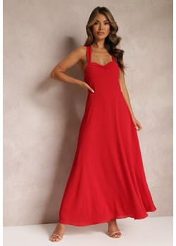 Czerwona Rozkloszowana Sukienka Koktajlowa Wiązana na Plecach Malori ze sklepu Renee odzież w kategorii Sukienki - zdjęcie 161695092