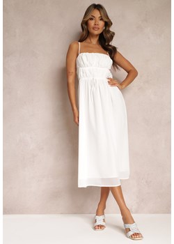 Biała Sukienka o Rozkloszowanym Kroju na Ramiączkach z Wiązaniem Lunarea ze sklepu Renee odzież w kategorii Sukienki - zdjęcie 161695112