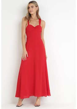 Czerwona Sukienka Maxi z Ozdobnym Wiązaniem na Plecach Bremte ze sklepu Born2be Odzież w kategorii Sukienki - zdjęcie 161695444