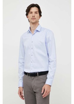 Calvin Klein koszula bawełniana męska kolor niebieski slim z kołnierzykiem klasycznym ze sklepu ANSWEAR.com w kategorii Koszule męskie - zdjęcie 161695524