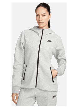 Damska bluza z kapturem i zamkiem na całej długości Nike Sportswear Tech Fleece Windrunner - Szary ze sklepu Nike poland w kategorii Bluzy damskie - zdjęcie 161708264