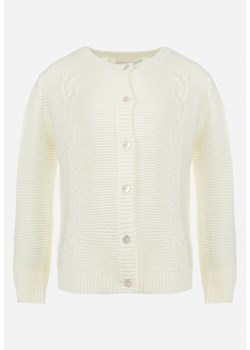 Biały Zapinany Kardigan z Warkoczykowym Splotem Landle ze sklepu Born2be Odzież w kategorii Swetry dziewczęce - zdjęcie 161766883
