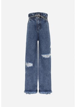 Granatowe Szerokie Jeansy z Łańcuszkiem Vangama ze sklepu Born2be Odzież w kategorii Spodnie dziewczęce - zdjęcie 161771433