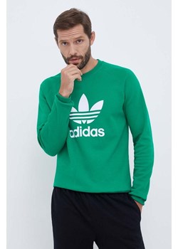 adidas Originals bluza bawełniana męska kolor zielony z nadrukiem ze sklepu ANSWEAR.com w kategorii Bluzy męskie - zdjęcie 161771491
