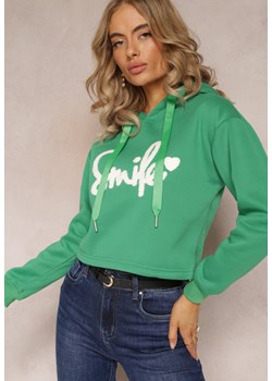 Zielona Krótka Bluza z Kapturem i Haftem Collitta ze sklepu Renee odzież w kategorii Bluzy damskie - zdjęcie 161772292