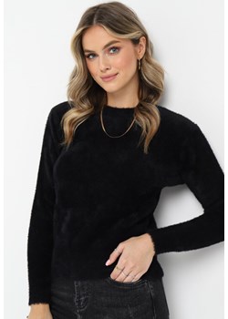 Czarny Puchaty Sweter Wełniany Helmintts ze sklepu Born2be Odzież w kategorii Swetry damskie - zdjęcie 161809052