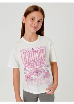 Sinsay - Koszulka z nadrukiem - kremowy ze sklepu Sinsay w kategorii Bluzki dziewczęce - zdjęcie 161810144
