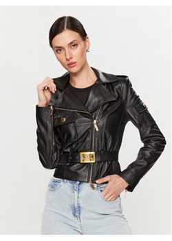Elisabetta Franchi Kurtka skórzana GD-30Z-36E2-V1000 Czarny Slim Fit ze sklepu MODIVO w kategorii Kurtki damskie - zdjęcie 161811361