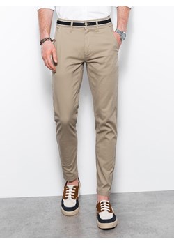 Spodnie męskie chino z ozdobną taśmą w pasie - popielate V8 P156 ze sklepu ombre w kategorii Spodnie męskie - zdjęcie 161837820